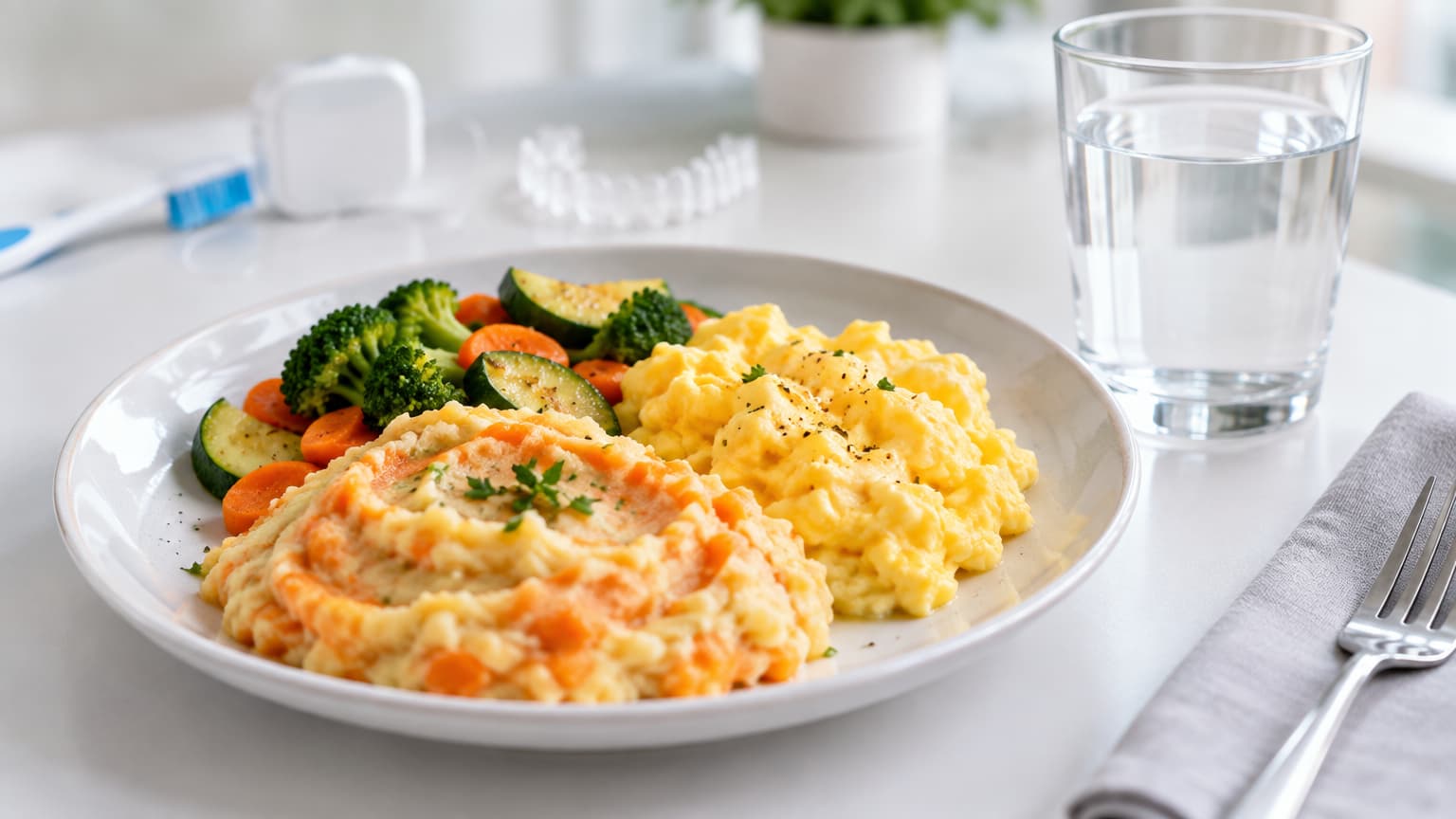 Repas tendre et équilibré adapté aux premiers jours avec un appareil dentaire