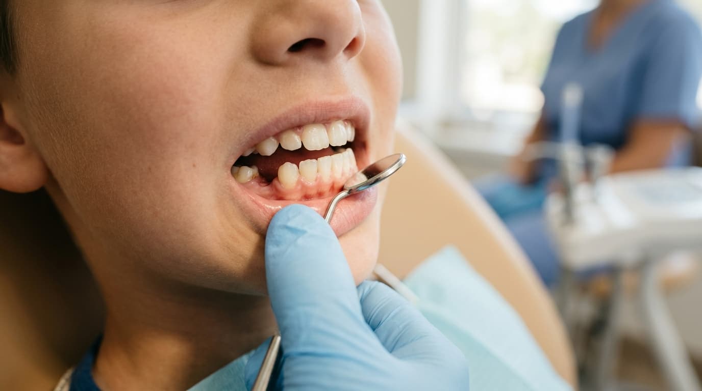 Perte précoce d'une dent de lait chez un enfant, vue rapprochée de la bouche