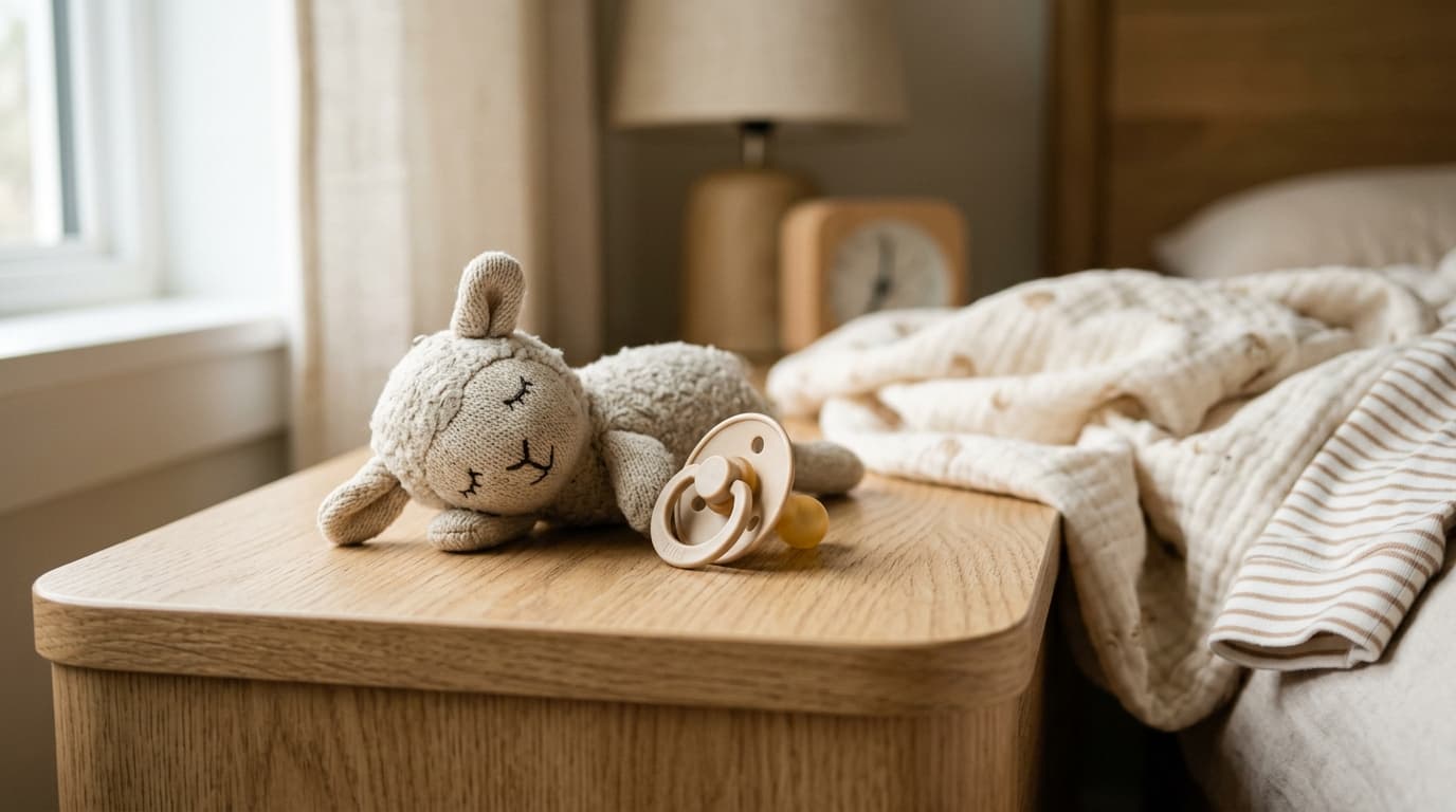 Tétine posée près d'un doudou, en illustration du sevrage chez l'enfant